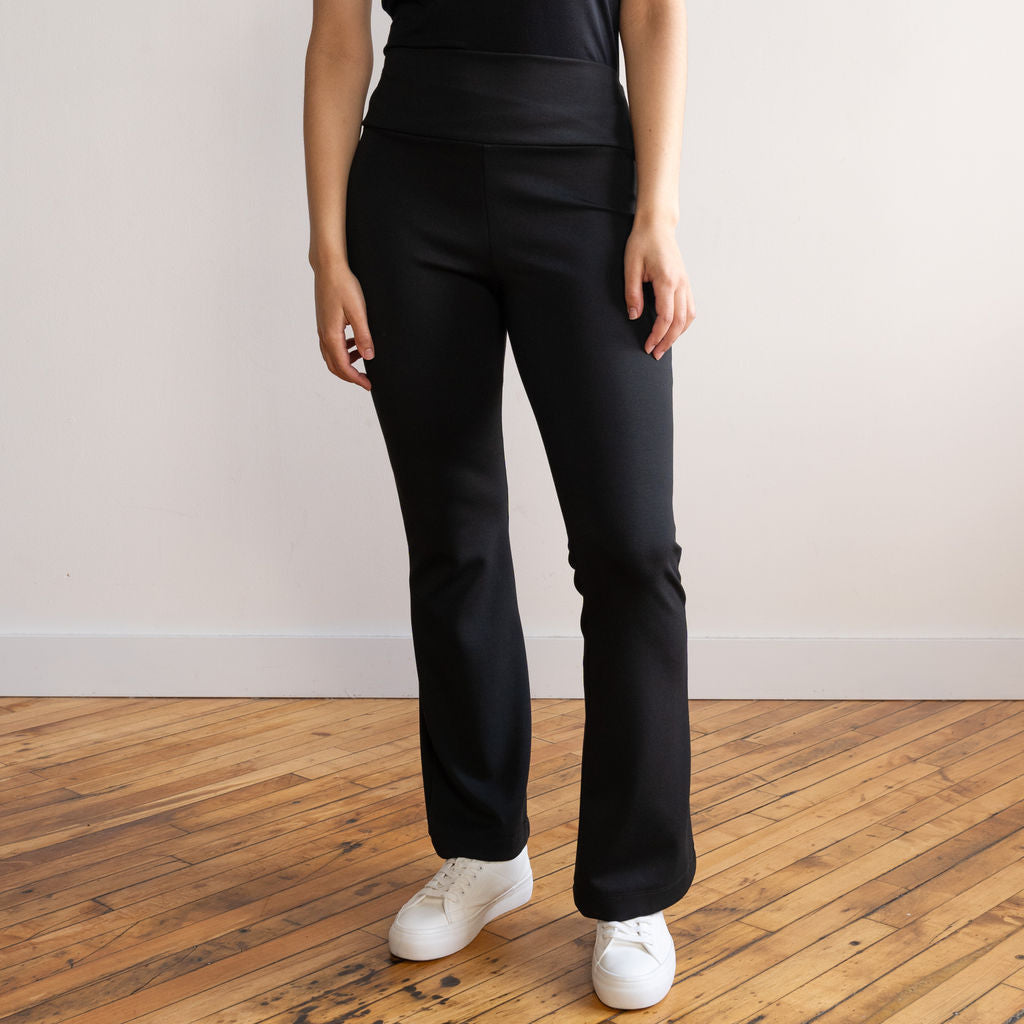 Black V Waist Flare Pants