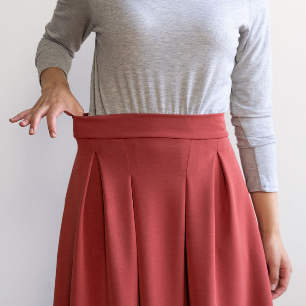 Women s Box Pleat A Line Scuba Skirt Made in Toronto Encircled