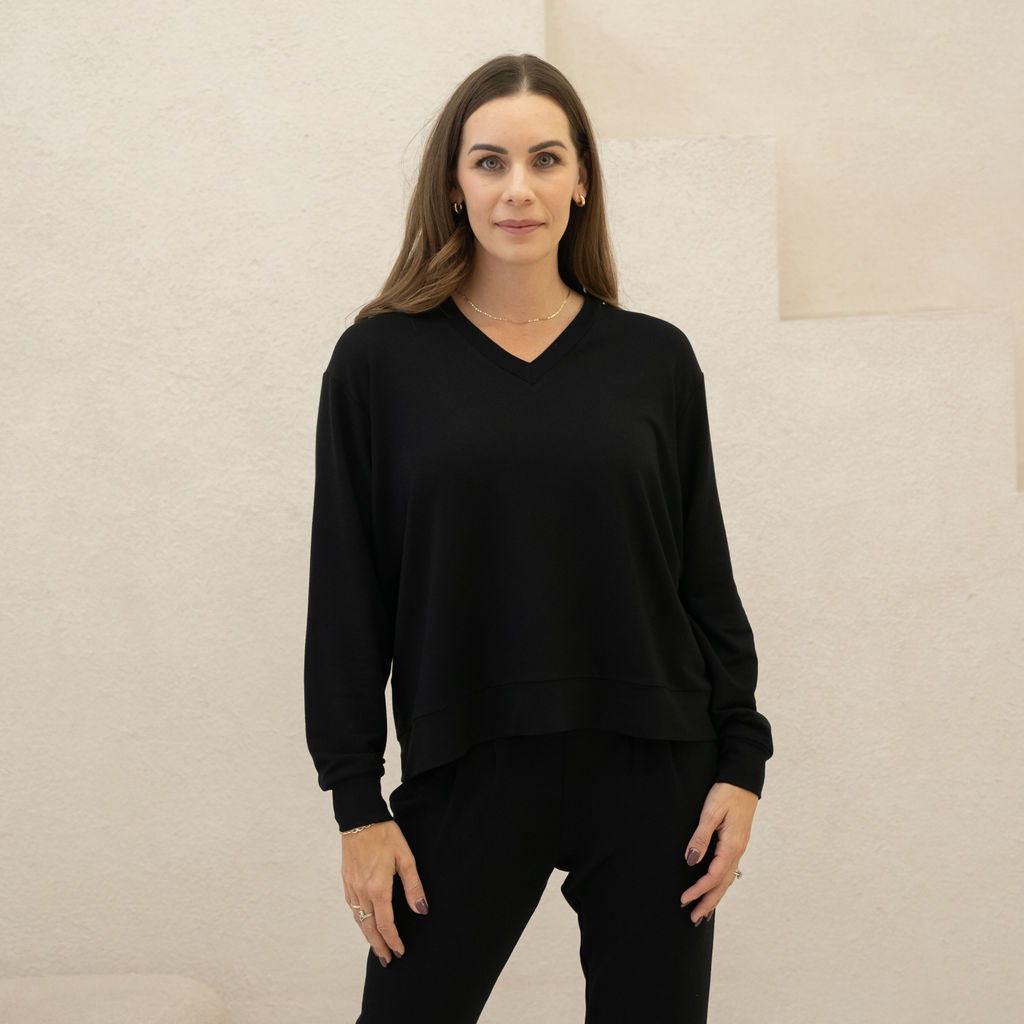 Bamboo Merino Dressy V Neck Sweatshirt