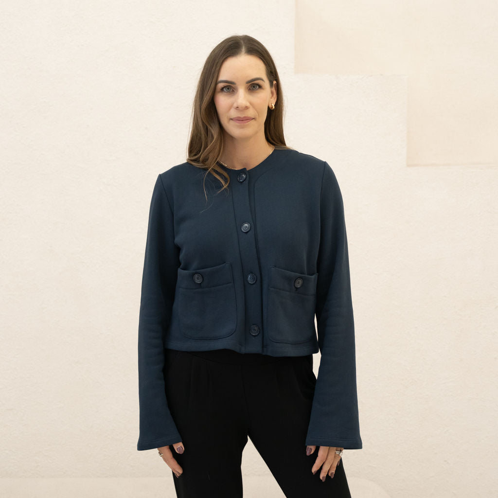 The Tailored Organic Fleece Cardigan