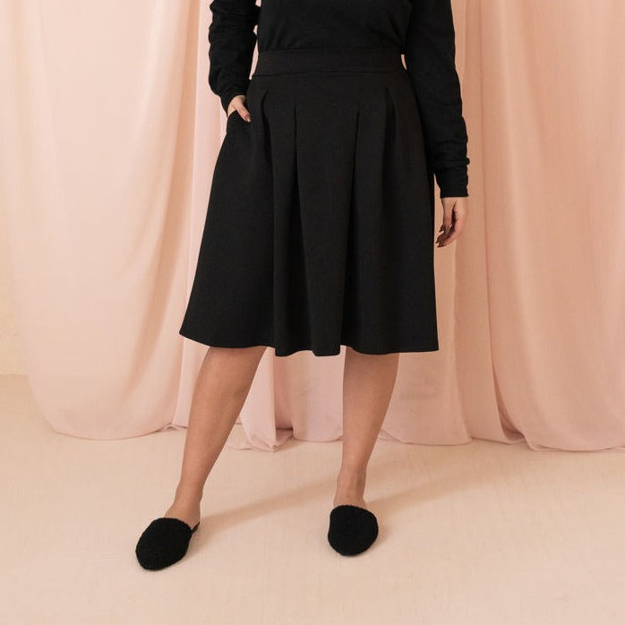 Women s Box Pleat A Line Scuba Skirt Made in Toronto Encircled