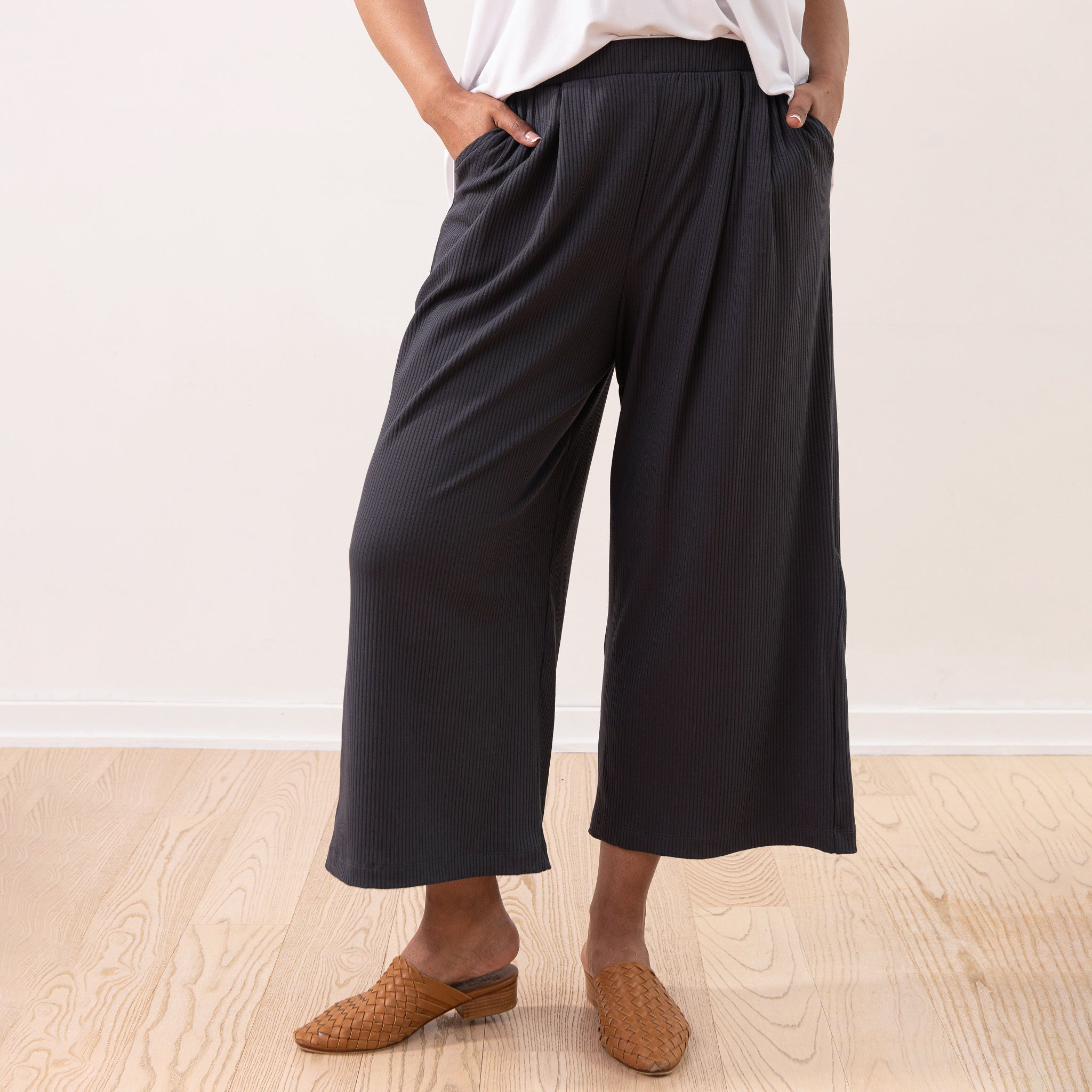 The Dressy Rib Knit Cropped Wide Leg