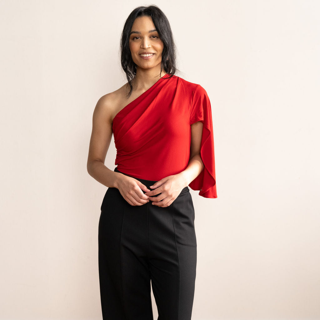 One shoulder deals wrap top