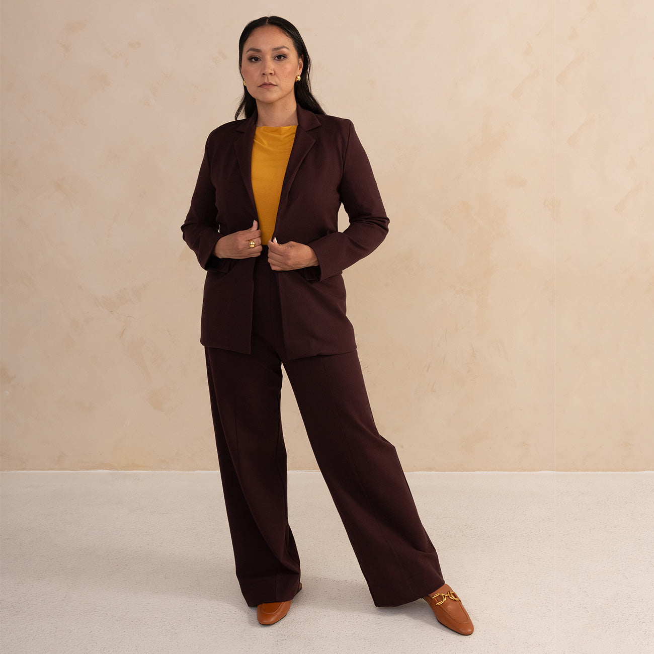 Buy Brown Tailored Ponte Trousers 14R, Trousers